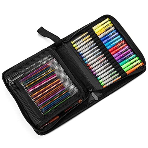 Nylea 100 Pack Glitter Gel Pens for Adult Coloring with Silk Travel Case
