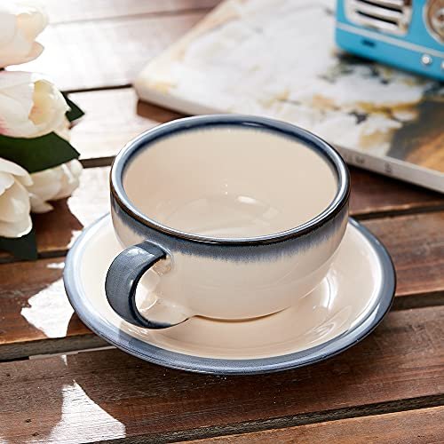 Coffeezone Set of 6 Cups Vintage Design 12 oz Professional Barista Ceramic  Latte Art Cappuccino Cups Set (Beige * 6) - Yahoo Shopping