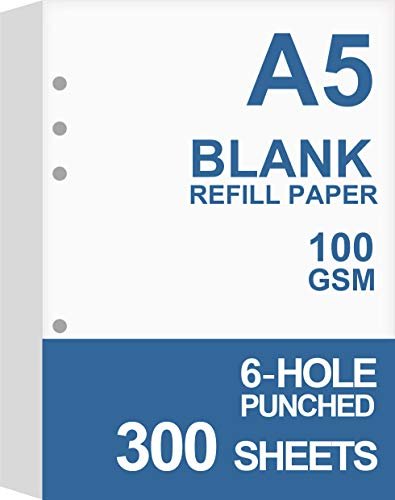 A5 6-Ring Binder/Planner Refill Paper for Filofax, 6 Hole, 100 Sheets/200  Pages