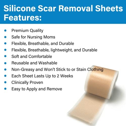 Soft Silicone Tape, Flexible Silicone Scar Tape, Medical Grade Silicone  Strips for Scars, Washable & Reusable Scar Tape for Surgical Scars,  Latex-Free