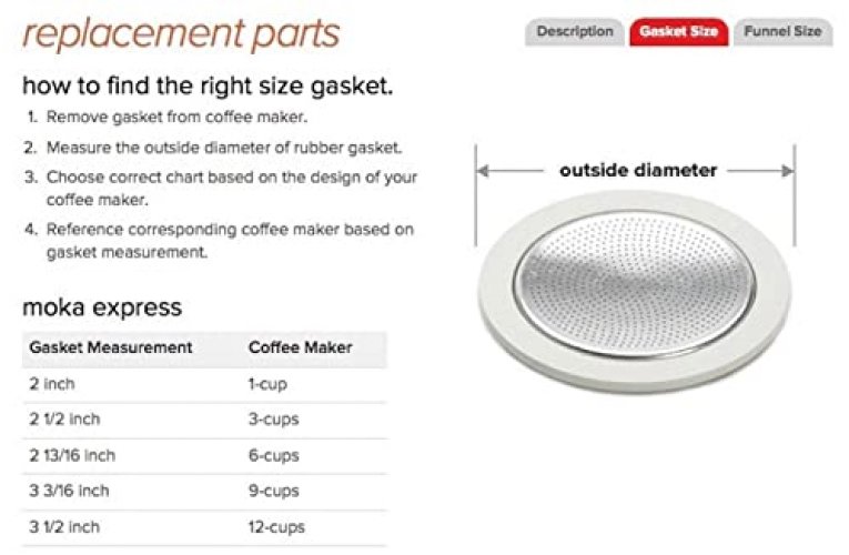 DÉBUT - Replacement Gasket and Filter for 8 Cup stovetop Espresso Coffee  Makers