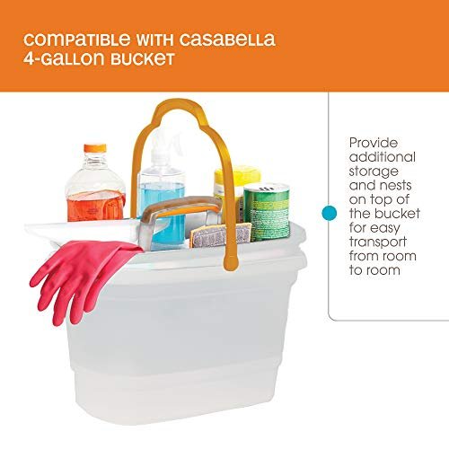 Casabella Plastic Rectangular Cleaning Bucket With Handle, 4 Gallon, Clear  