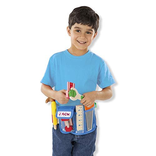 Melissa & Doug Deluxe Tool Belt Set - 5 Wooden Tools, 8 Building