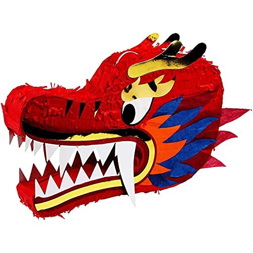 Red Dragon Pinata for Chinese New Year Party Decorations, 16.5 x 11 x 3 in, Size: 16.5 x 12.3