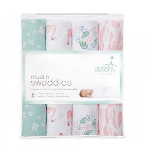 aden + anais Essentials Swaddle Blanket, Muslin Blankets for Girls & Boys, Baby Receiving Swaddles, Wearable Swaddling Set, 4 Pack, Briar Rose