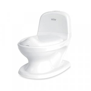 Nuby My Real Potty Training Toilet with Life-Like Flush Button & Sound for Toddlers & Kids, White/Gray