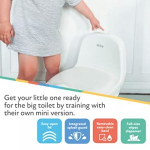 Nuby My Real Potty Training Toilet with Life-Like Flush Button & Sound for Toddlers & Kids, White/Gray