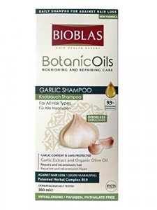 Bioblas Hair Loss Garlic Shampoo for Men and Women with Unscented & Odorless Natural Oil Treatment, Halal, Dermatologically (13oz)