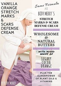 Body Merry Vanilla Orange Stretch Marks & Scars Defense Cream Daily Scented Moisturizer w Organic Cocoa Butter + Shea + Oils to Help Remov