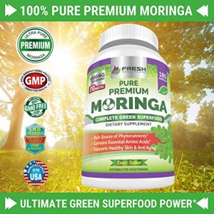 Moringa Oleifera 180 Capsules 100% Pure Leaf Powder Max 1000mg Per Serving Complete Green Superfood Supplement Full 3 Month Supply Pure Miracle Tree