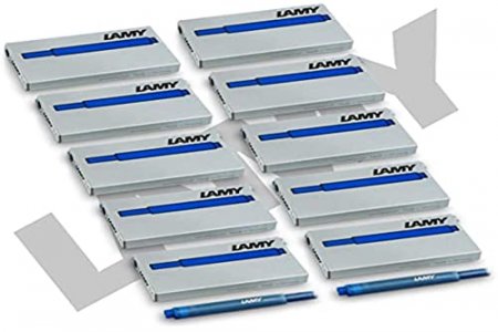 Lamy T10 Fountain Pen Ink Cartridges Refills- 10 pack (50 Cartridges) (Blue)