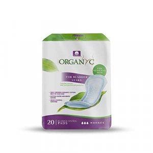 Organyc 100% Organic Cotton Pads for Incontinence, Certified Odor Control, Moderate, 20 Count