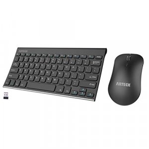 Arteck 2.4G Wireless Keyboard and Mouse Combo Ultra Compact Slim Stainless Full Size Keyboard and Ergonomic Mouse for Computer / Desktop
