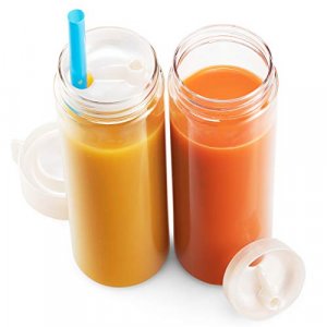 Komax Juice Bottles 18.5-oz Set-of-4 Reusable Juice & Smoothie Bottles Premium BPA-Free Plastic, Shatterproof, Leakproof
