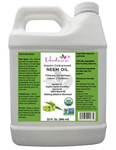 Verdana USDA Organic Cold Pressed Neem Oil 32 Fl. Oz Non GMO Certified Unrefined High Azadirachtin Content 100% Neem Oil, Nothing Added