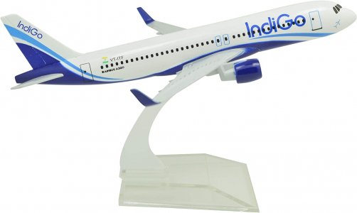 TANG DYNASTY(TM) 1:400 16cm Airbus A320 Indigo Airlines Metal Airplane Model Plane Toy