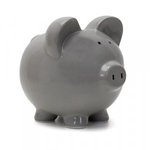 Child to Cherish Ceramic Piggy Bank, Gray