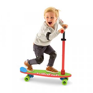 Chillafish Skatieskootie Customizable Training Skateboard and Lean-to-Steer scooter, Multiple Deck & Tail color options, Ages 3 +, Red Mix