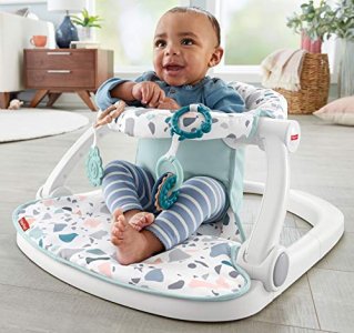 Fisher-Price Sit-Me-Up Floor Seat Pacific Pebble, portable baby chair with toys