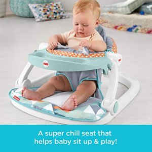 Fisher-Price Sit-Me-Up Floor Seat with Tray, Penguin-Themed Portable Infant Chair with Snack Tray and Toys