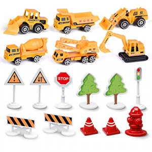 FUN LITTLE TOYS Electronic Transport Airplane Toys with Construction Die cast Car Toys Set, Construction Toys for 3,4,5 Year Old Boys