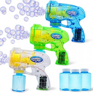 JOYIN 3 Packs Bubble Guns with Rich Bubbles, Automatic Bubble Maker Blower  Machine with 3 Bubble Solutions for Kids, Bubble Party Favors, Summer Toy