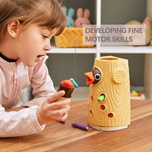 TOP BRIGHT Toddler Montessori Toys for 2 Year Old Boy and Girl Gifts Fine Motor Skills Stem Toys, Magnetic Toys for Toddlers 1-3 Worm Game