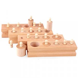 Adena Montessori Mini-Cylinder Block (Set of 4) Materials Sensorial Educational Tools Preschool Early Montessori Toys for Toddlers