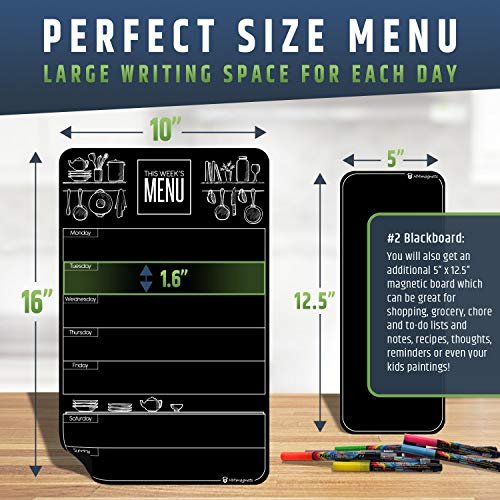 Cute 10x16 Magnetic Dry-erase Weekly Menu Blackboard for Kitchen