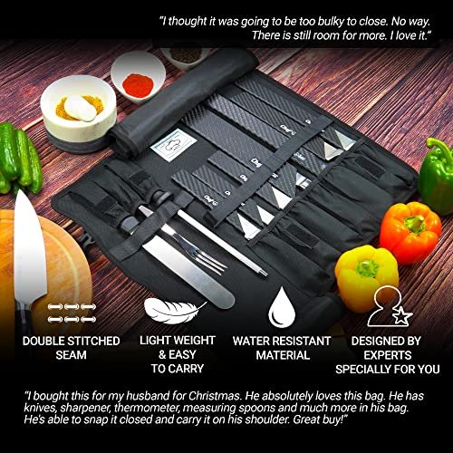 Chef Knife Roll Bag, 8+ Slots for Knives & Kitchen Tools