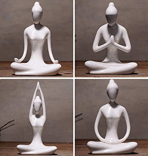 Home Decorative Porcelain Ceramic Yoga Pose Yoga Figurine Statue,  Meditation Room Yoga Instructor Collection Gifts ,White