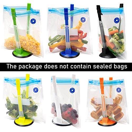 Baggy Rack Stands, 6 Pack, Adjustable Hands Free Clips for Food