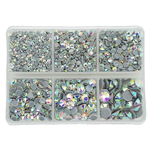 Queenme 3300Pcs Ab Hotfix Rhinestones Hot Fix Crystals Mixed Size Flatback Rhinestones  For Clothes Shoes Crafts Hot Fix Round Glass Gems Stones Flat - Imported  Products from USA - iBhejo