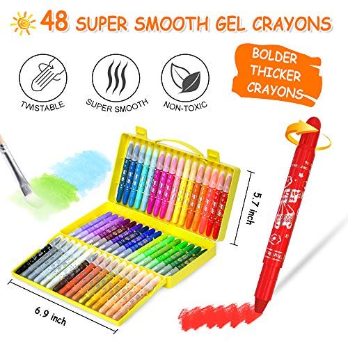 Shuttle Art 48 Colors Gel Crayons For Toddlers, Non-Toxic Twistable Crayons  Set With 1 Brush And Foldable Case For Kids Children Coloring, Crayon-Pas -  Imported Products from USA - iBhejo