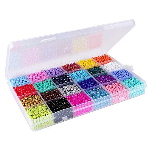 Efivs Arts 5000pcs Seed Beads 24 Colors 6/0 4mm Round Loose Pony Beads  Waist Craft Beads Kit Rainbow Beads for Bracelets Jewely Making, DIY  Crafting