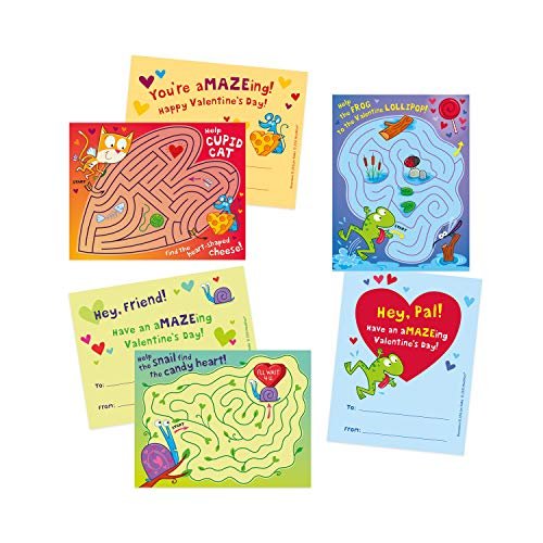 Peaceable Kingdom Valentines Day Animal Maze Cards - 28 Valentines Cards  for Kids School Classroom Party Favors