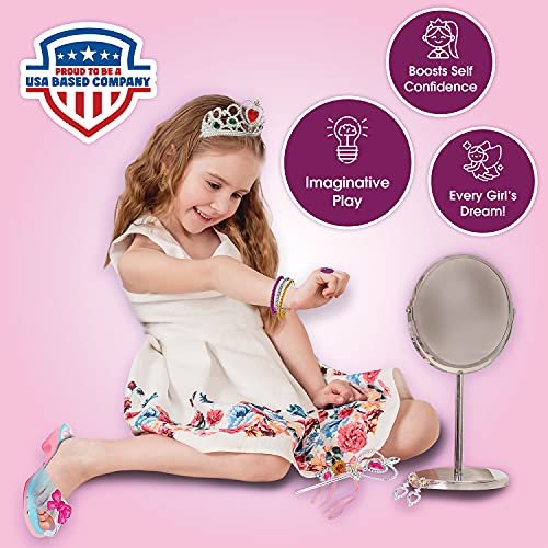 Toyvelt Princess Dress Up Set for Little Girls - Includes 4 Pairs Princess Shoes, Bracelets, Rings, Earrings, Crown, and Wand