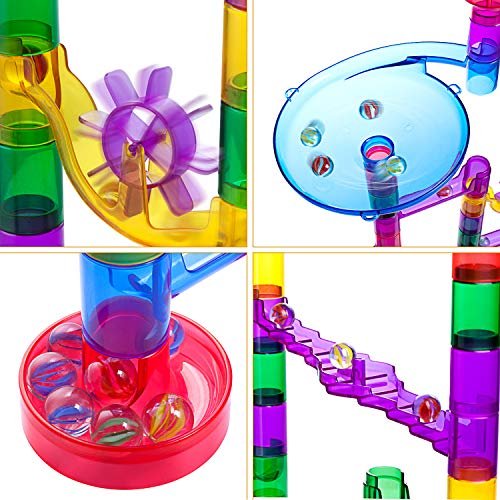 Gifts2U Marble Run Sets Kids, 122 PCS Marble Race Track Game 90 Translucent  Marbulous Pieces +