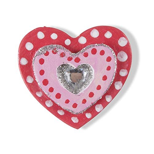 Melissa & Doug Created by Me! Wooden Heart Magnets Craft Kit (4 Designs, 4  Paints, Stickers, Glitter Glue)