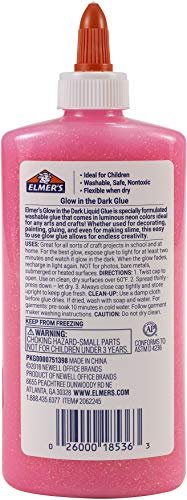 Elmer's Glow in The Dark Liquid Glue, Great for Making Slime, Washable, Assorted Colors, 5 Ounces Each