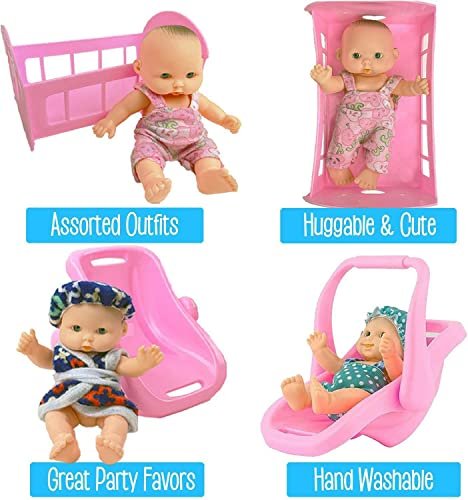  Liberty Imports 7-inch My Sweet Mini Baby Doll with Animal  Friends Theme Hats and Accessories Playset : Toys & Games