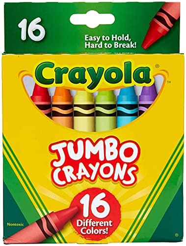 Large Crayons, 16 Count Assorted Colors Crayons, 2 Pack Jumbo Crayons - Ideal Toddler Crayons, Fat Crayons, Thick Crayons, Big Crayons + Doodle Pad