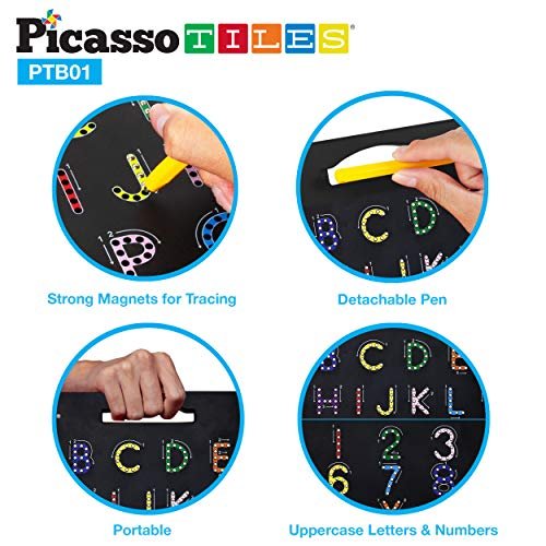 PicassoTiles Double Sided 12x10 Letters and Numbers Magnetic Drawing Board