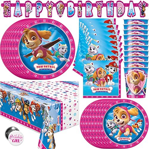 Skye Paw Patrol Sky & Everest Party Decor Supplies Tableware Balloons  Napkins Plates Table Cover Banner Cups 