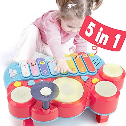  Enya Kids Toys Musical Instruments Toddler Toy Gifts for Baby  Children Girls and Boys Ages 3+, Includes 21-Inch Mini Ukulele, 13-Key  Melodica, Egg Shaker Set, Lollipop Hand Drum with Stick (Mini