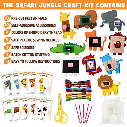 Safari Jungle Animals Sewing Kit Zoo Felt Animal Diy Crafts For