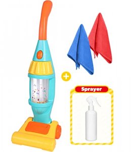 Kids Vacuum Cleaner Toy Set, Toy Vacuum Cleaner With Light Realistic Sounds  & Whirling Stars, Pretend Role Play Household House Keeping Cleaning Play
