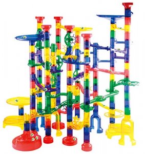 JOYIN 207Pcs Marble Run Premium Toy Set, Construction Building Blocks Toys,  STEM Educational Building Block Toy(147 Plastic Pieces + 60 Glass Marbles)