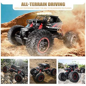 TEMI RC Cars 1:14 Scale Remote Control Car, 4WD Dual Motors Rock Crawler, Speed 20 Km/h All Terrains Electric Toy Off Road RC Monster Truck with Two