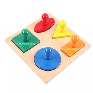 Shape Puzzles Adena Motessori 5-Shape Preschool Equipment Early Development Baby Toy